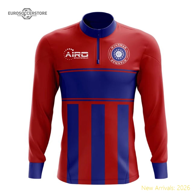 Myanmar Concept Football Half Zip Midlayer Top (Red-Blue)-Vantage Point Soccer