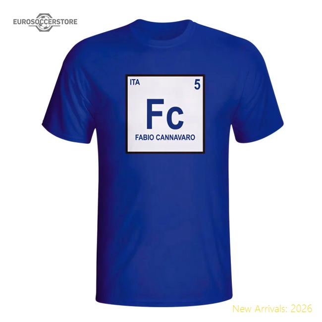 Fabio Cannavaro Italy Periodic Table T-shirt (blue)-Vantage Point Soccer