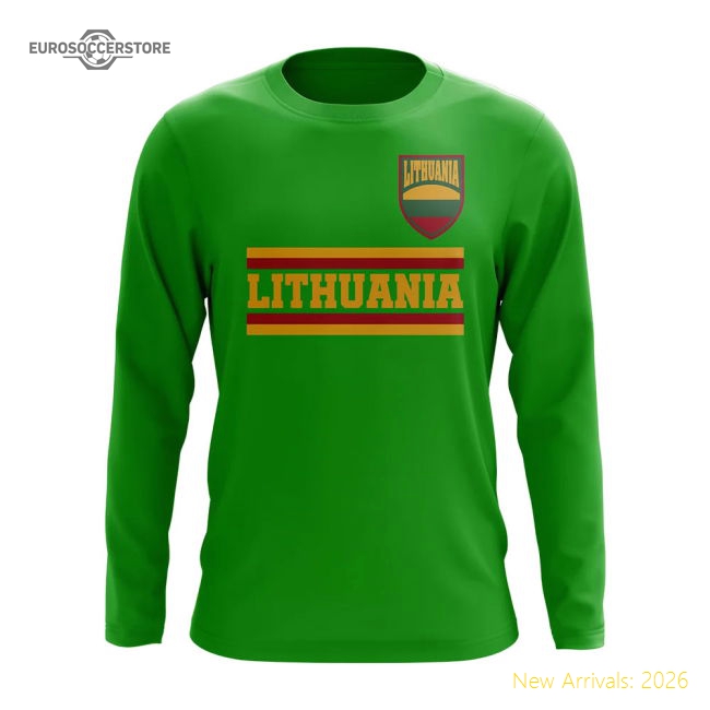 Lithuania Core Football Country Long Sleeve T-Shirt (Green)-Football Shirts Shop