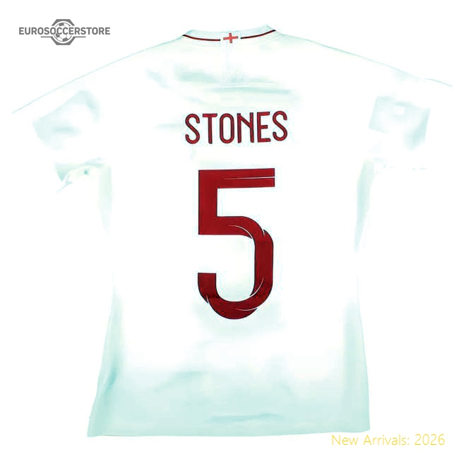 England 2018-19 Home Shirt (Womens M) Stones #5 (Excellent)-Vantage Point Soccer