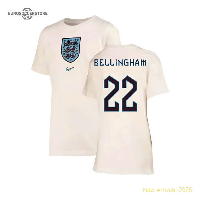 2022-2023 England Crest Tee (White) - Kids (Bellingham 22)-Vantage Point Soccer