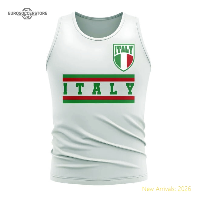 Italy Core Football Country Sleeveless Tee (White)-Vantage Point Soccer