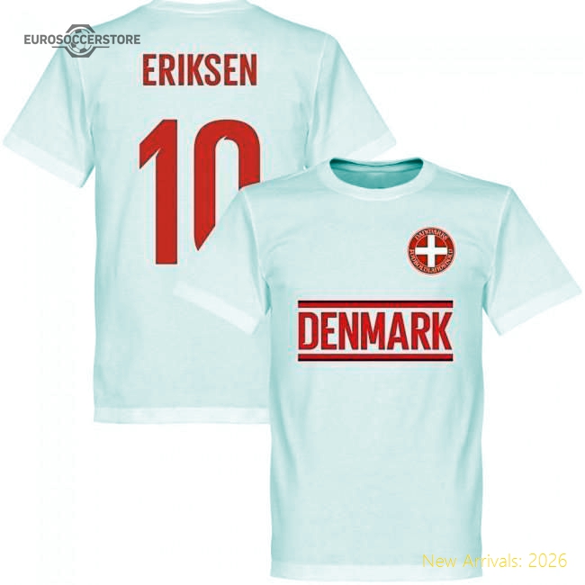Denmark Eriksen 10 Team T-Shirt - White-Vantage Point Soccer