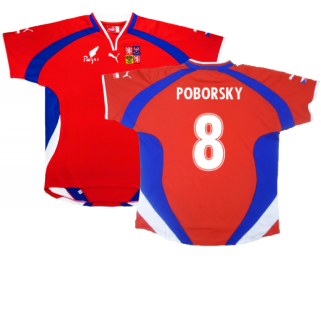 Czech Republic 2000-02 Home Shirt ((Very Good) L) (Poborsky 8)-Vantage Point Soccer