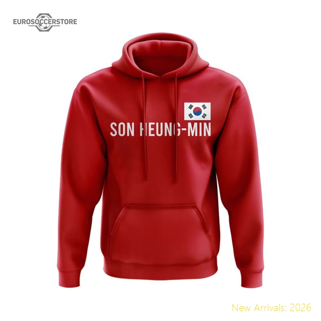 Son Heung Min South Korea Name Hoody (Red)-The Soccer Shirt Hub