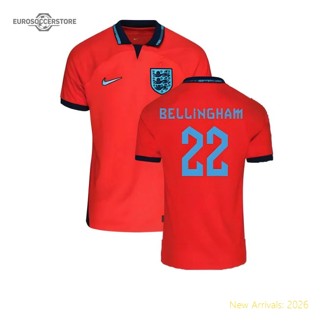2022-2023 England Away Shirt (Kids) (Bellingham 22)-Vantage Point Soccer