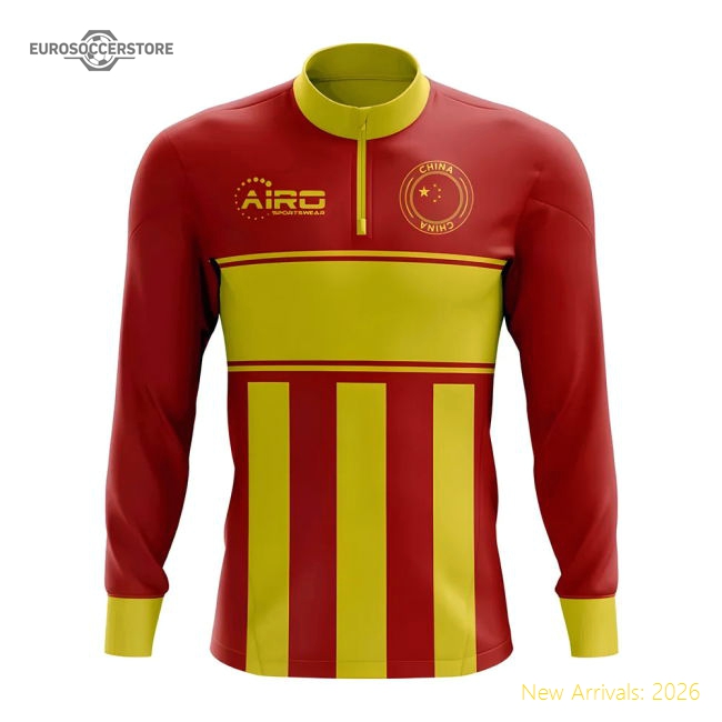 China Concept Football Half Zip Midlayer Top (Red-Yellow)-Vantage Point Soccer