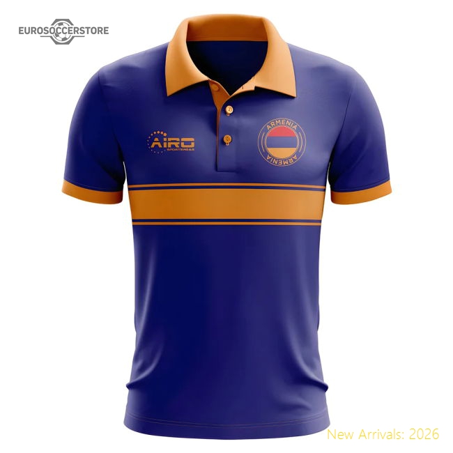 Armenia Concept Stripe Polo Shirt (Royal)-Vantage Point Soccer