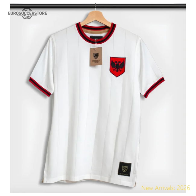 Albania Shqiponje White Retro Football Shirt-Vantage Point Soccer
