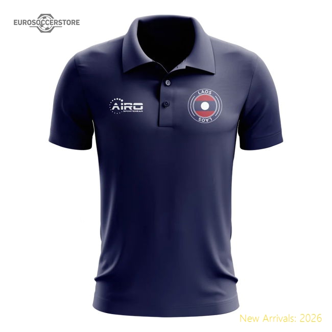 Laos Football Polo Shirt (Navy)-Vantage Point Soccer