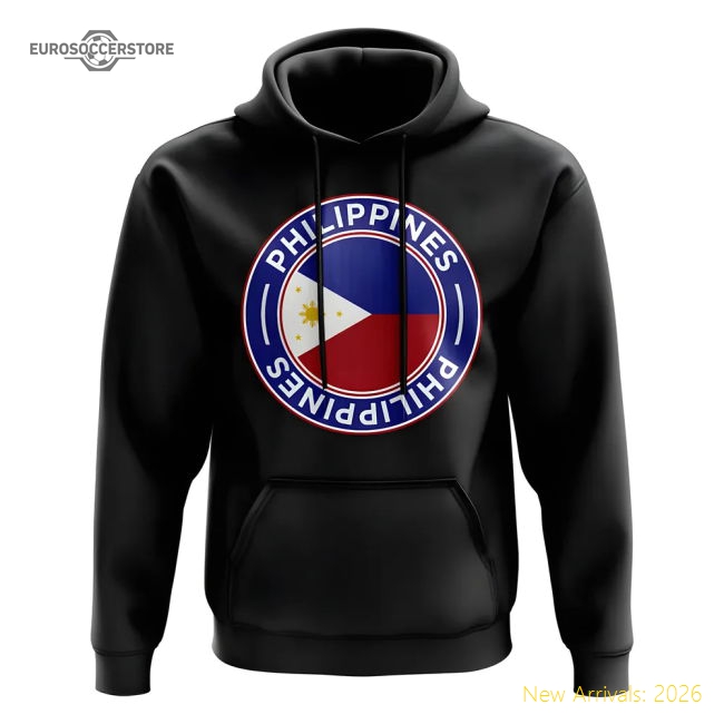 Philippines Football Badge Hoodie (Black)-Vantage Point Soccer