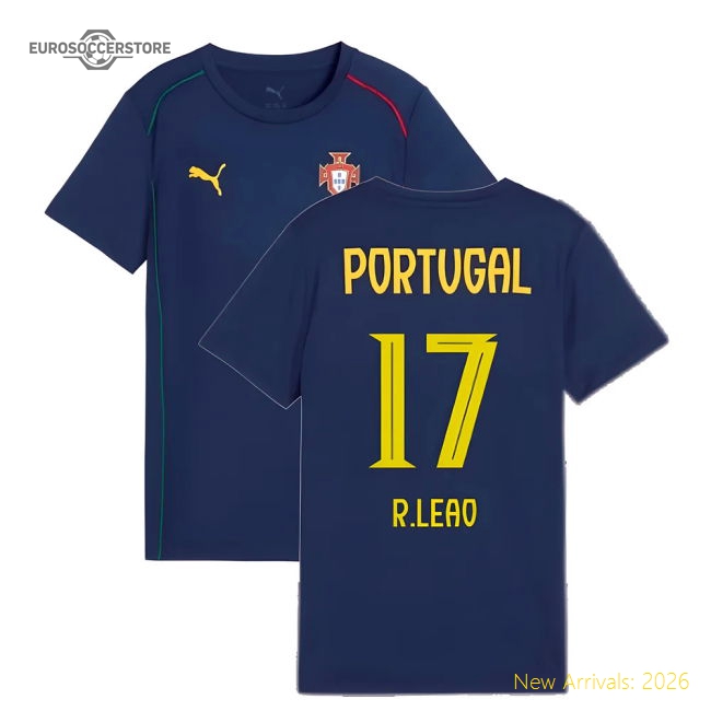 2025-2026 Portugal Casuals Tee (Persian Blue) - Kids (R.Leao 17)-Vantage Point Soccer