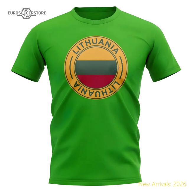 Lithuania Football Badge T-Shirt (Green)-Football Shirts Shop
