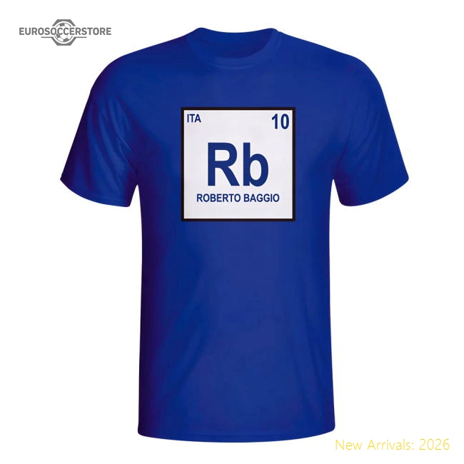 Roberto Baggio Italy Periodic Table T-shirt (blue)-Vantage Point Soccer