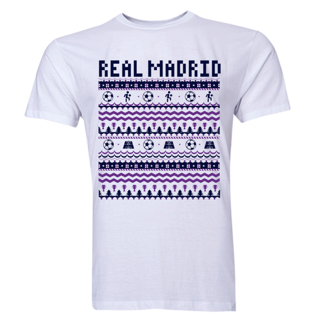 Real Madrid Christmas T-Shirt (White) - Kids-Vantage Point Soccer