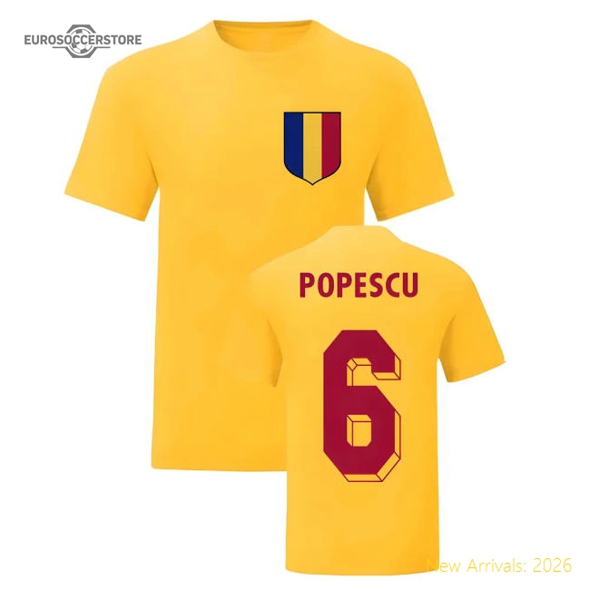 Gheorghe Popescu Romania National Hero Tee (Yellow)-Vantage Point Soccer