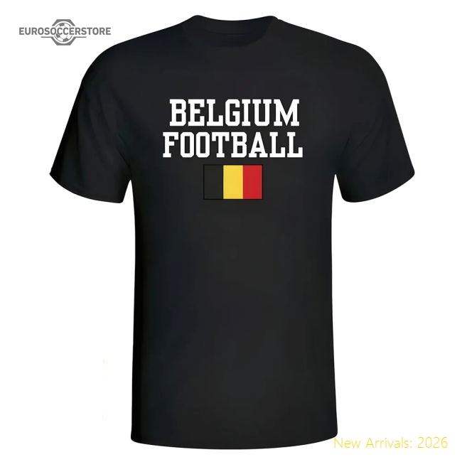Belgium Football T-Shirt - Black-Vantage Point Soccer