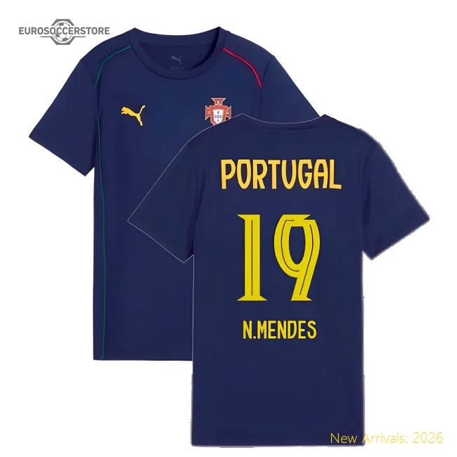 2025-2026 Portugal Casuals Tee (Persian Blue) - Kids (N.Mendes 19)-Vantage Point Soccer