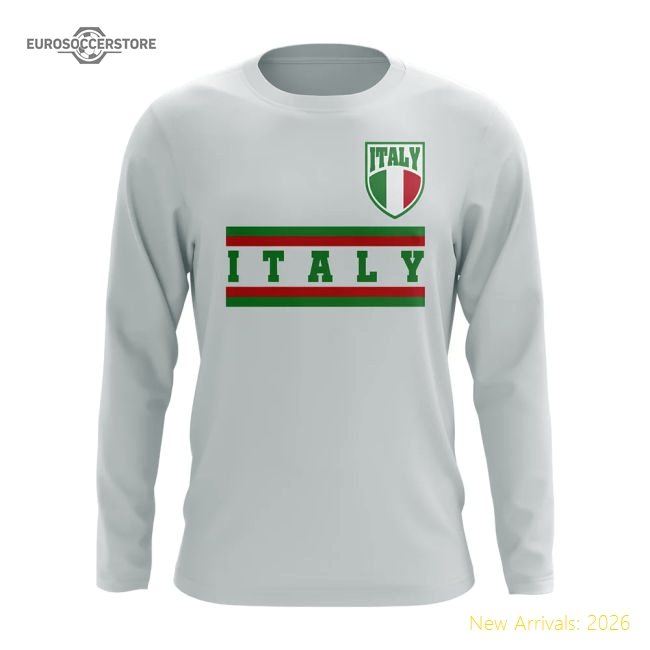 Italy Core Football Country Long Sleeve T-Shirt (White)-Vantage Point Soccer