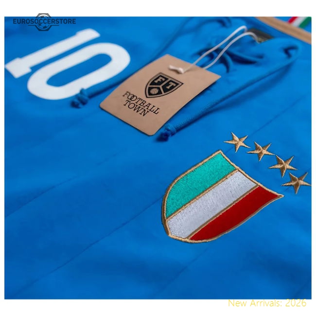 Italy Retro Shirt with Laces Gli Azzurri-Vantage Point Soccer