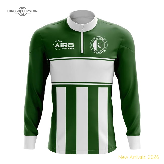 Pakistan Concept Football Half Zip Midlayer Top (Green-White)-Vantage Point Soccer