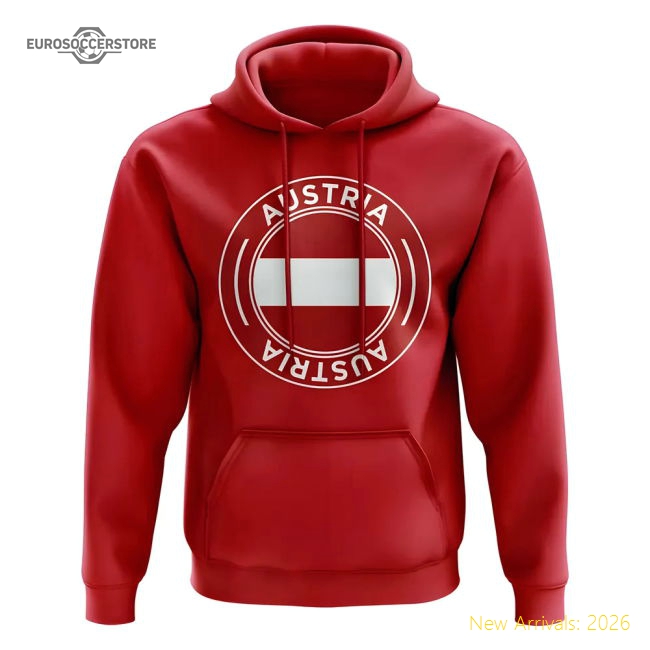 Austria Football Badge Hoodie (Red)-Vantage Point Soccer