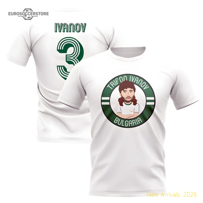 Trifon Ivanov Bulgaria Illustration T-Shirt (White)-Vantage Point Soccer