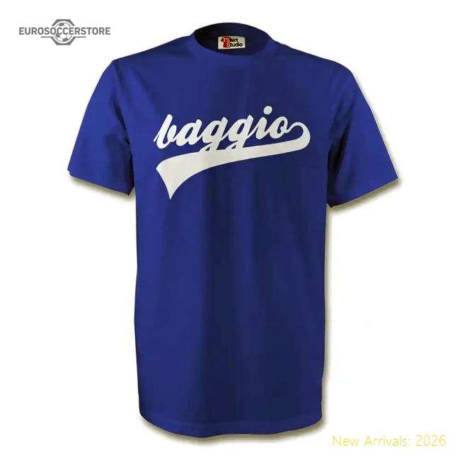 Roberto Baggio Italy Signature Tee (blue)-Vantage Point Soccer