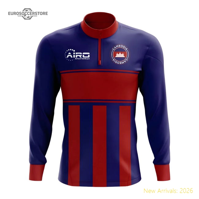 Cambodia Concept Football Half Zip Midlayer Top (Blue-Red)-Vantage Point Soccer