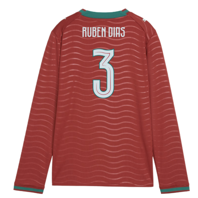 2026-2027 Portugal Long Sleeve Home Shirt (Kids) (Ruben Dias 3)-Vantage Point Soccer