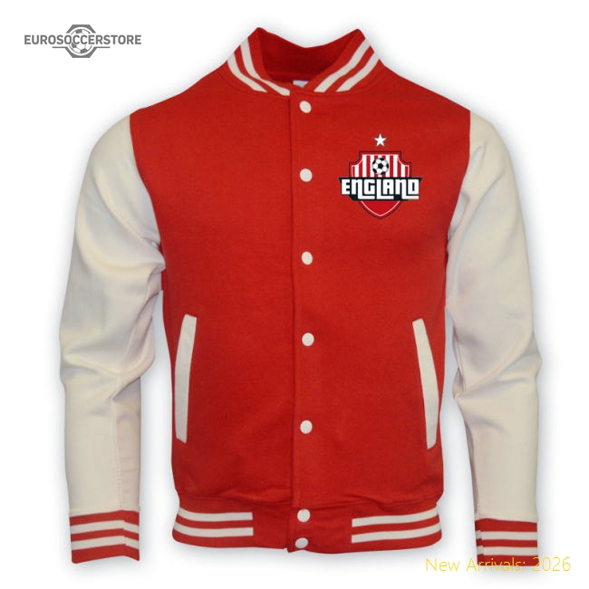 England College Baseball Jacket (red) - Kids-Vantage Point Soccer