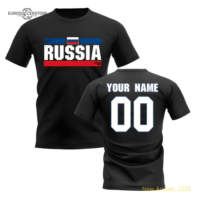 Personalised Russia Fan Football T-Shirt (black)-Vantage Point Soccer