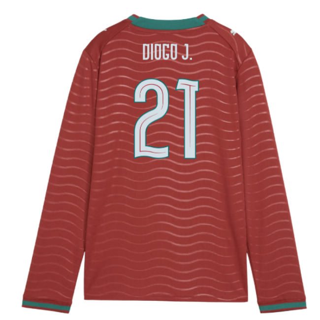 2026-2027 Portugal Long Sleeve Home Shirt (Kids) (Diogo J. 21)-Vantage Point Soccer