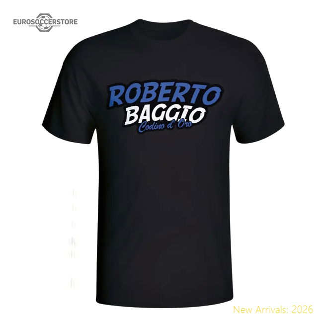 Roberto Baggio Comic Book T-shirt (black)-Vantage Point Soccer