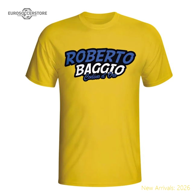 Roberto Baggio Comic Book T-shirt (yellow)-Vantage Point Soccer