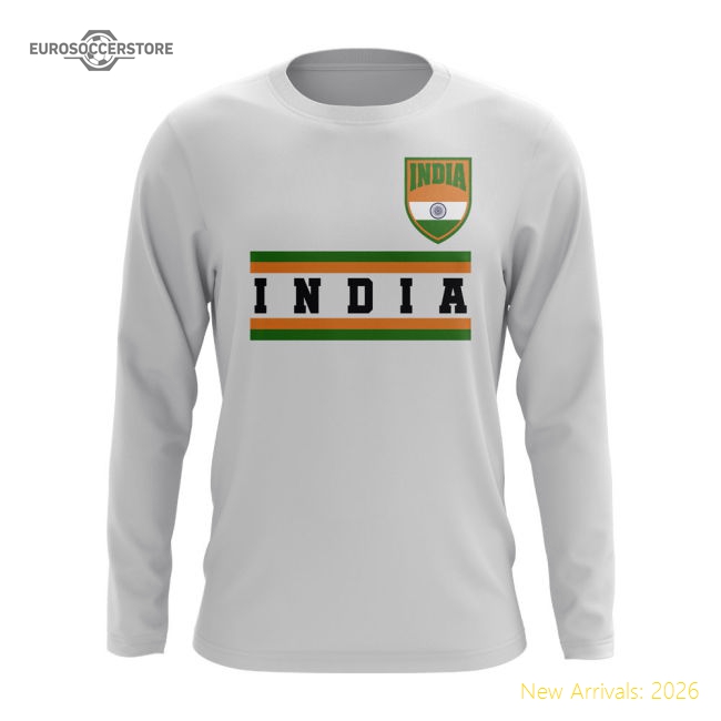 India Core Football Country Long Sleeve T-Shirt (White)-Vantage Point Soccer