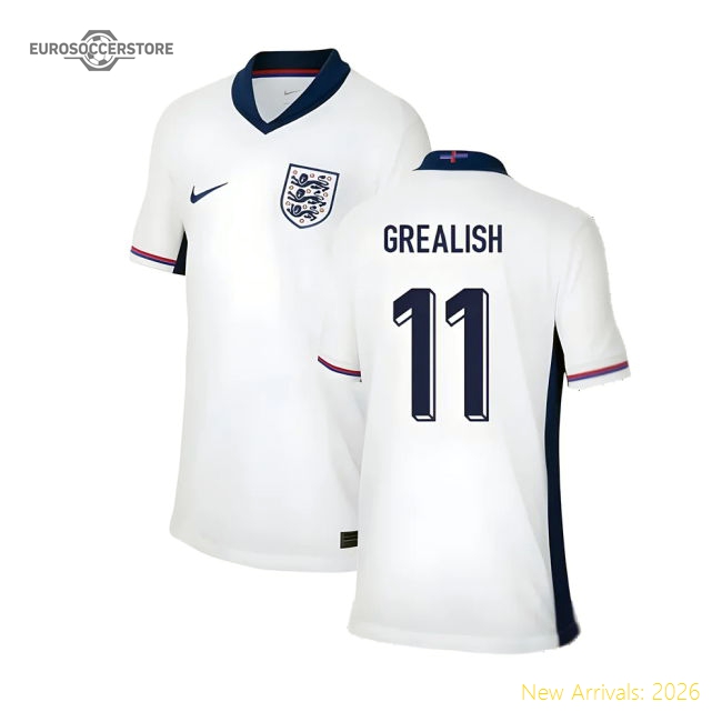 2024-2025 England Home Shirt (Kids) (Grealish 11)-Vantage Point Soccer