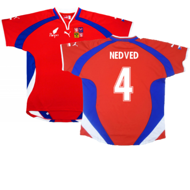 Czech Republic 2000-02 Home Shirt ((Very Good) L) (Nedved 4)-Vantage Point Soccer