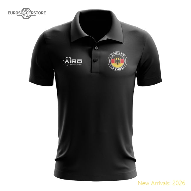 Germany Football Polo Shirt (Black)-Vantage Point Soccer