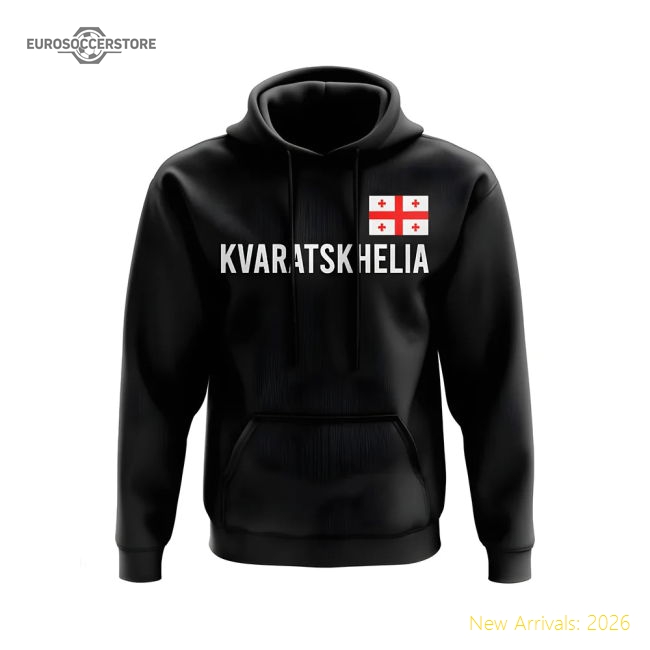 Khvicha Kvaratskhelia Georgia Name Hoody (Black)-Vantage Point Soccer