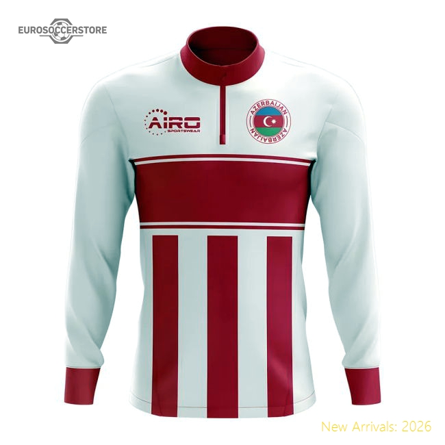 Azerbaijan Concept Football Half Zip Midlayer Top (White-Red)-Vantage Point Soccer