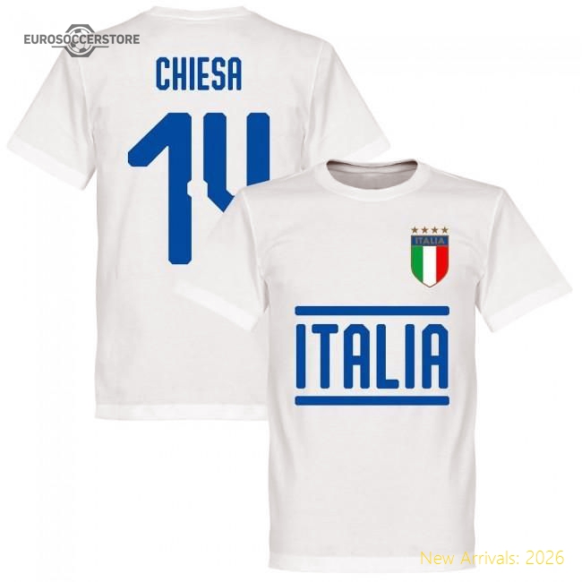 Italy Chiesa 14 Team T-Shirt - White-Vantage Point Soccer