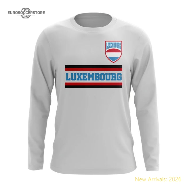 Luxembourg Core Football Country Long Sleeve T-Shirt (White)-Football Shirts Shop