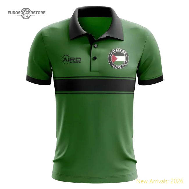Palestine Concept Stripe Polo Shirt (Green)-Vantage Point Soccer