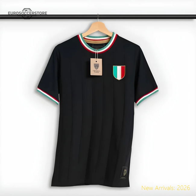 Italy Gli Azzurri Retro Football Shirt (Black)-Vantage Point Soccer