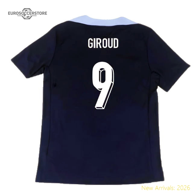 2024-2025 France Dri-Fit Strike Training Shirt (Navy) (Giroud 9)-Vantage Point Soccer