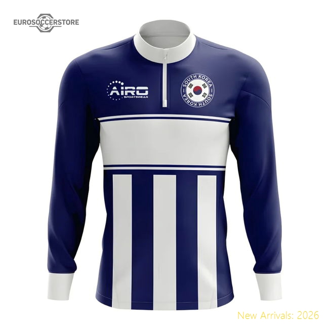 South Korea Concept Football Half Zip Midlayer Top (Navy-White)-The Soccer Shirt Hub