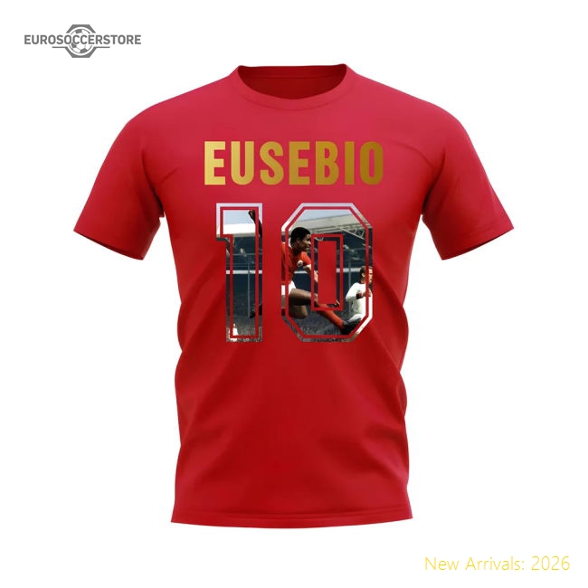 Eusebio Name And Number Portugal T-Shirt (Red)-Vantage Point Soccer