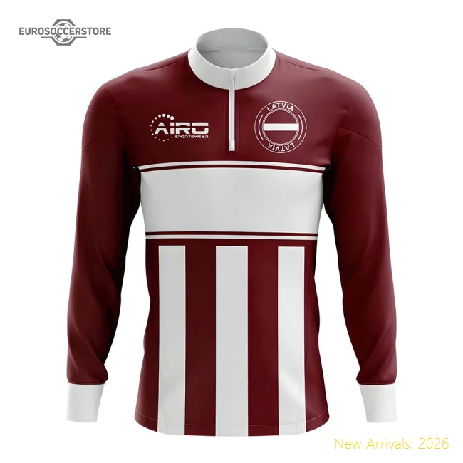 Latvia Concept Football Half Zip Midlayer Top (Maroon-White)-Football Shirts Shop