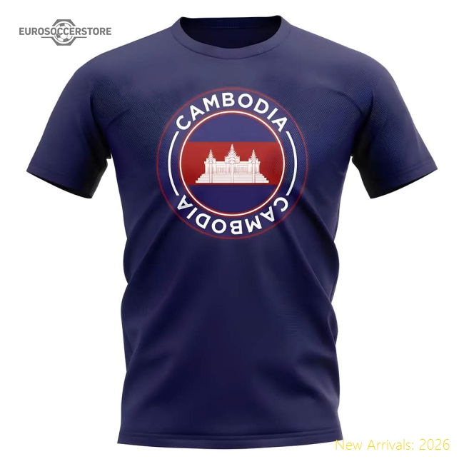 Cambodia Football Badge T-Shirt (Navy)-Vantage Point Soccer